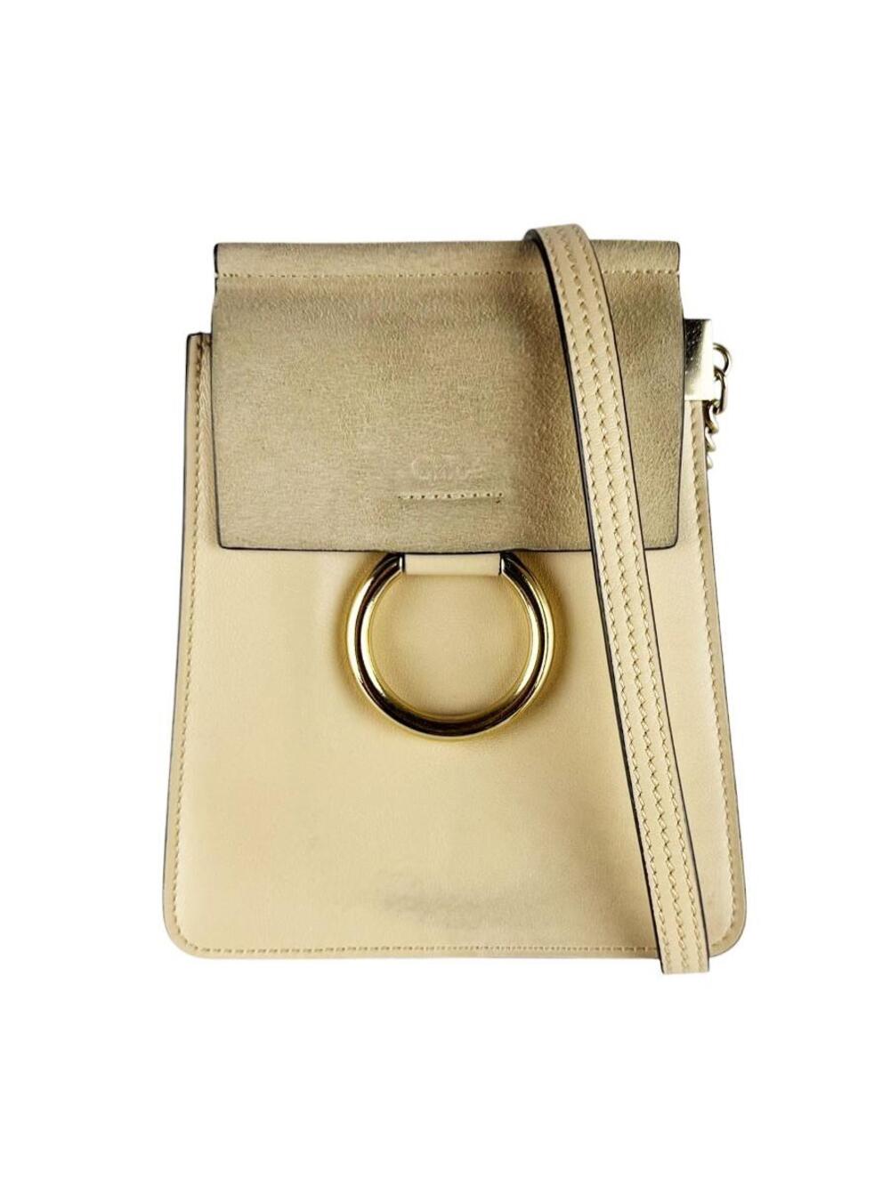 Auth Chloe Faye Shoulder Bag Beige/Gold #308152C23B